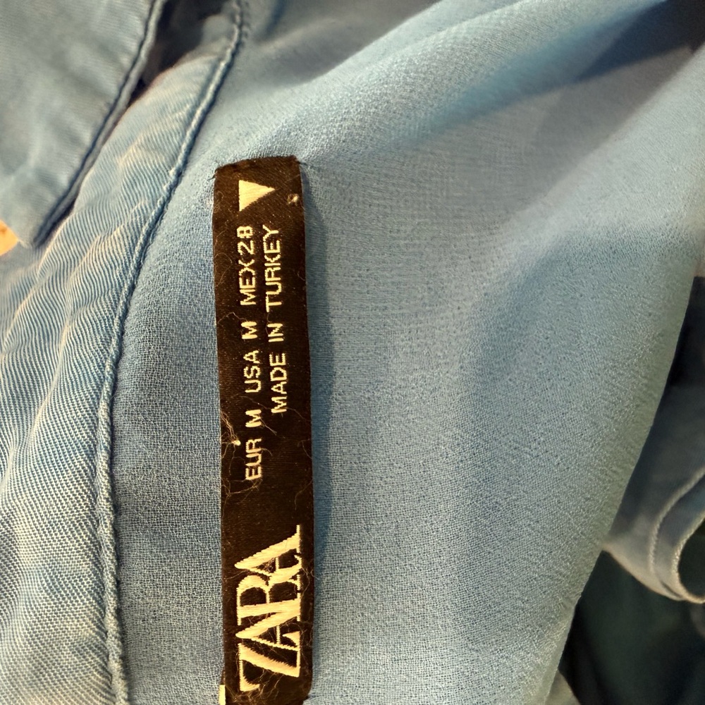 Zara royal Blue Parachute Style Button Front Crop Top - Size Medium - Picture 5 of 6